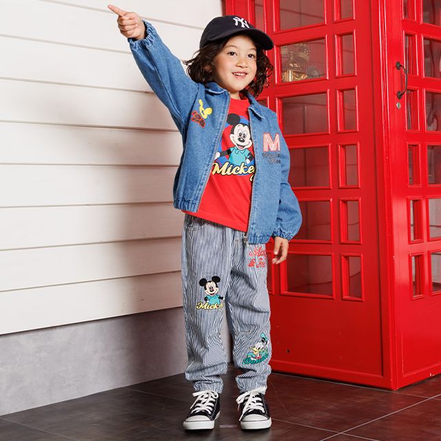 【ベビードール】ミッキー デニムジャケット 1252K / ベビーサイズ キッズ トップス アウター 羽織り ブルゾン ジャケット デニム 春秋
