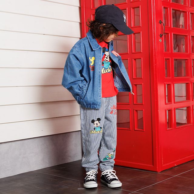 【ベビードール】ミッキー デニムジャケット 1252K / ベビーサイズ キッズ トップス アウター 羽織り ブルゾン ジャケット デニム 春秋