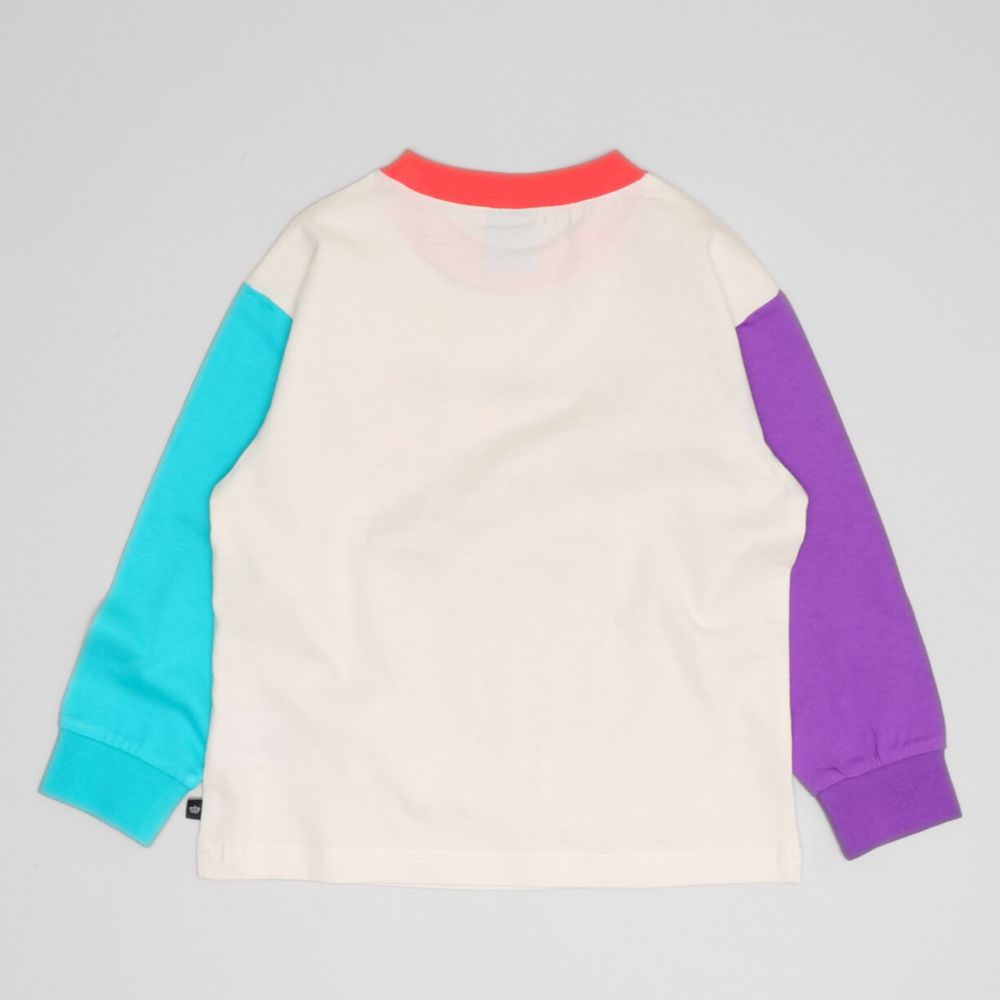 【ベビードール】ミッキー ドナルド グーフィー デニムポケットロンT 1253K / ベビーサイズ キッズ トップス 長袖 Tシャツ クルーネック カットソー バイカラー 天竺素材