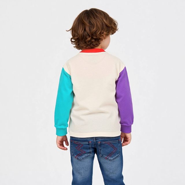 【ベビードール】ミッキー ドナルド グーフィー デニムポケットロンT 1253K / ベビーサイズ キッズ トップス 長袖 Tシャツ クルーネック カットソー バイカラー 天竺素材