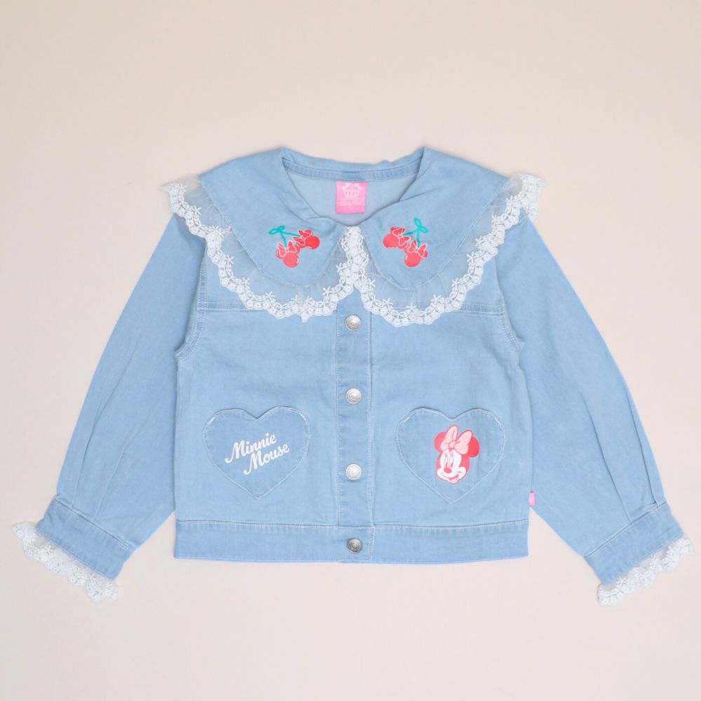 【ベビードール】ミニー レースフリル襟デニムジャケット 1255K （ボトムス別売） / ベビーサイズ キッズ トップス アウター 上着 羽織り ジャケット デニム ガーリー 春秋