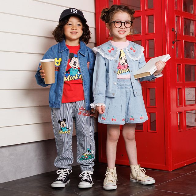 【ベビードール】ミニー レースフリル襟デニムジャケット 1255K （ボトムス別売） / ベビーサイズ キッズ トップス アウター 上着 羽織り ジャケット デニム ガーリー 春秋