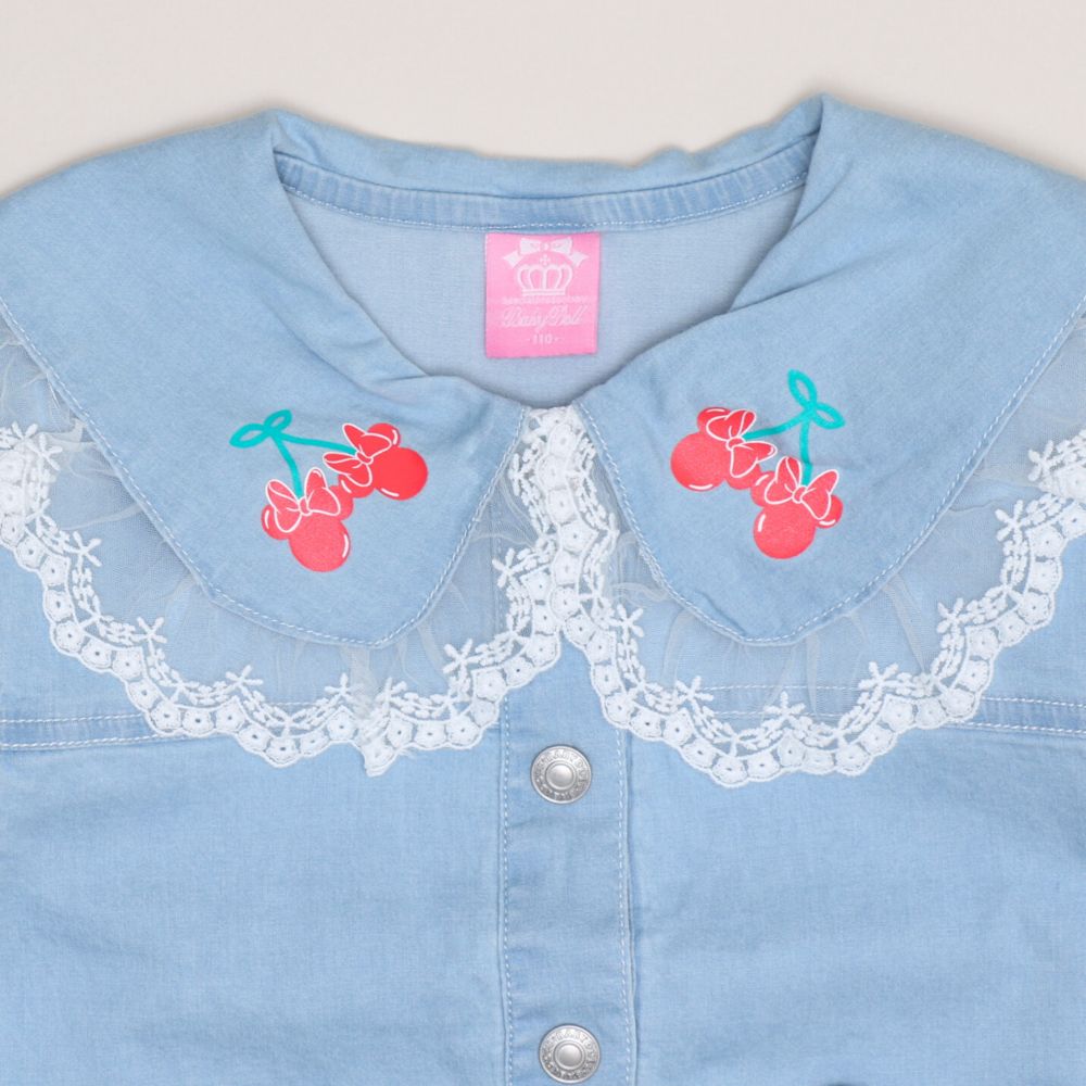 【ベビードール】ミニー レースフリル襟デニムジャケット 1255K （ボトムス別売） / ベビーサイズ キッズ トップス アウター 上着 羽織り ジャケット デニム ガーリー 春秋