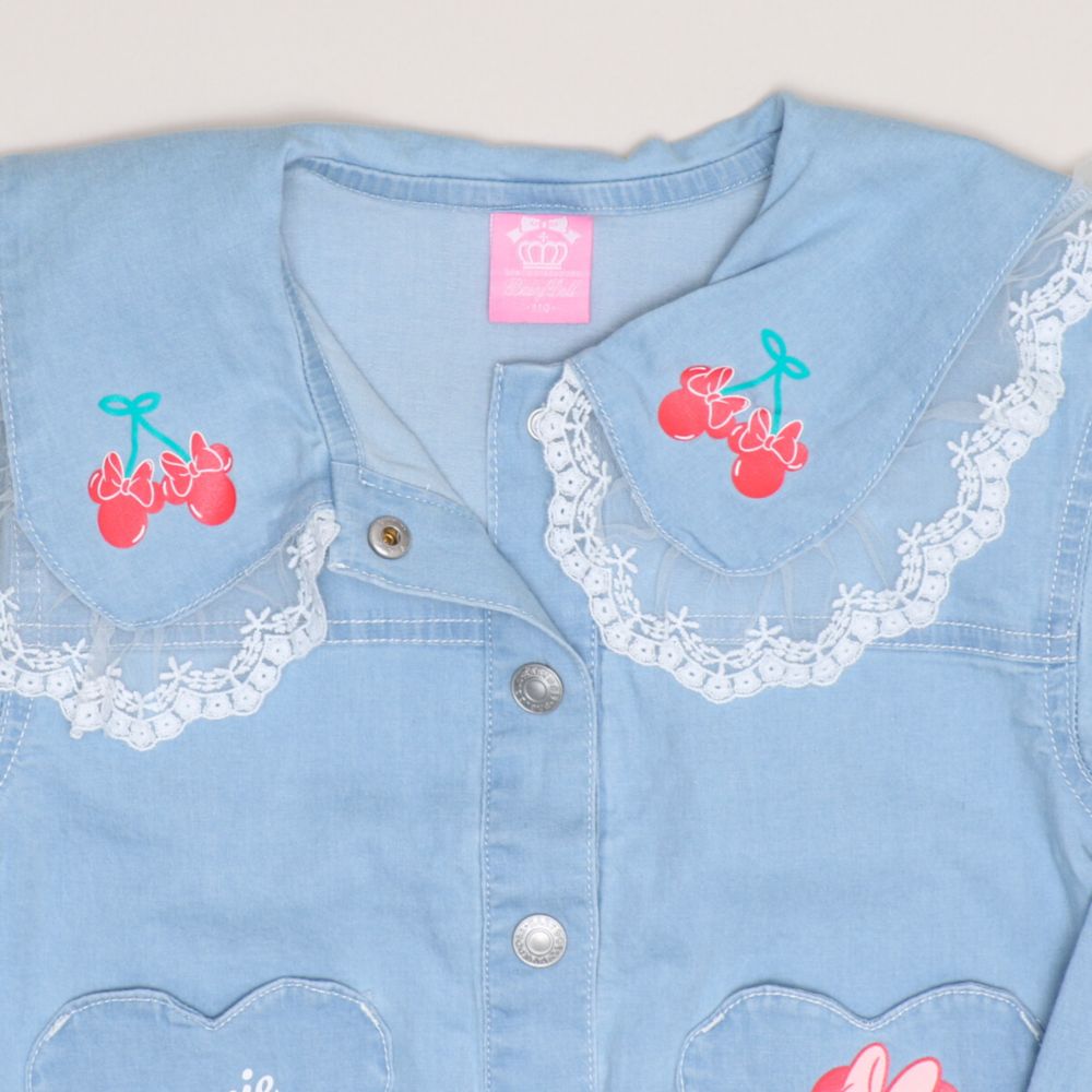 【ベビードール】ミニー レースフリル襟デニムジャケット 1255K （ボトムス別売） / ベビーサイズ キッズ トップス アウター 上着 羽織り ジャケット デニム ガーリー 春秋