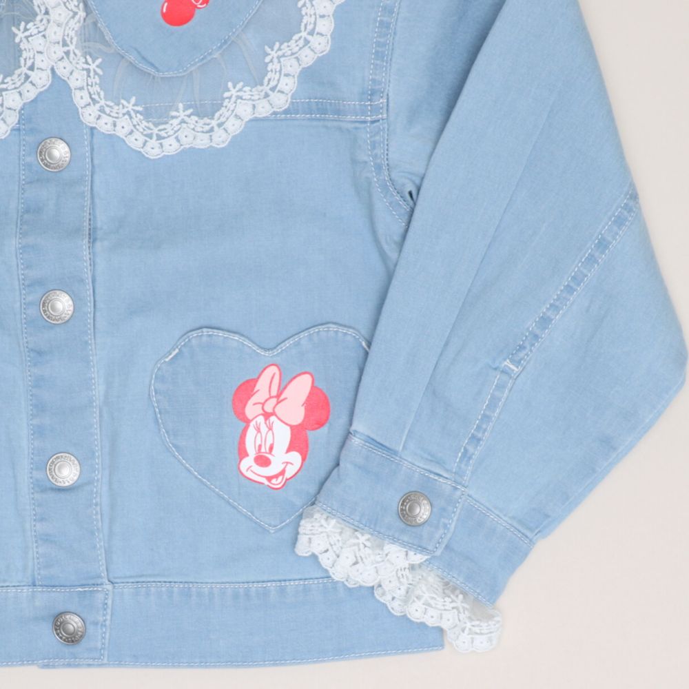 【ベビードール】ミニー レースフリル襟デニムジャケット 1255K （ボトムス別売） / ベビーサイズ キッズ トップス アウター 上着 羽織り ジャケット デニム ガーリー 春秋