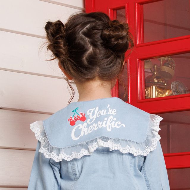 【ベビードール】ミニー レースフリル襟デニムジャケット 1255K （ボトムス別売） / ベビーサイズ キッズ トップス アウター 上着 羽織り ジャケット デニム ガーリー 春秋