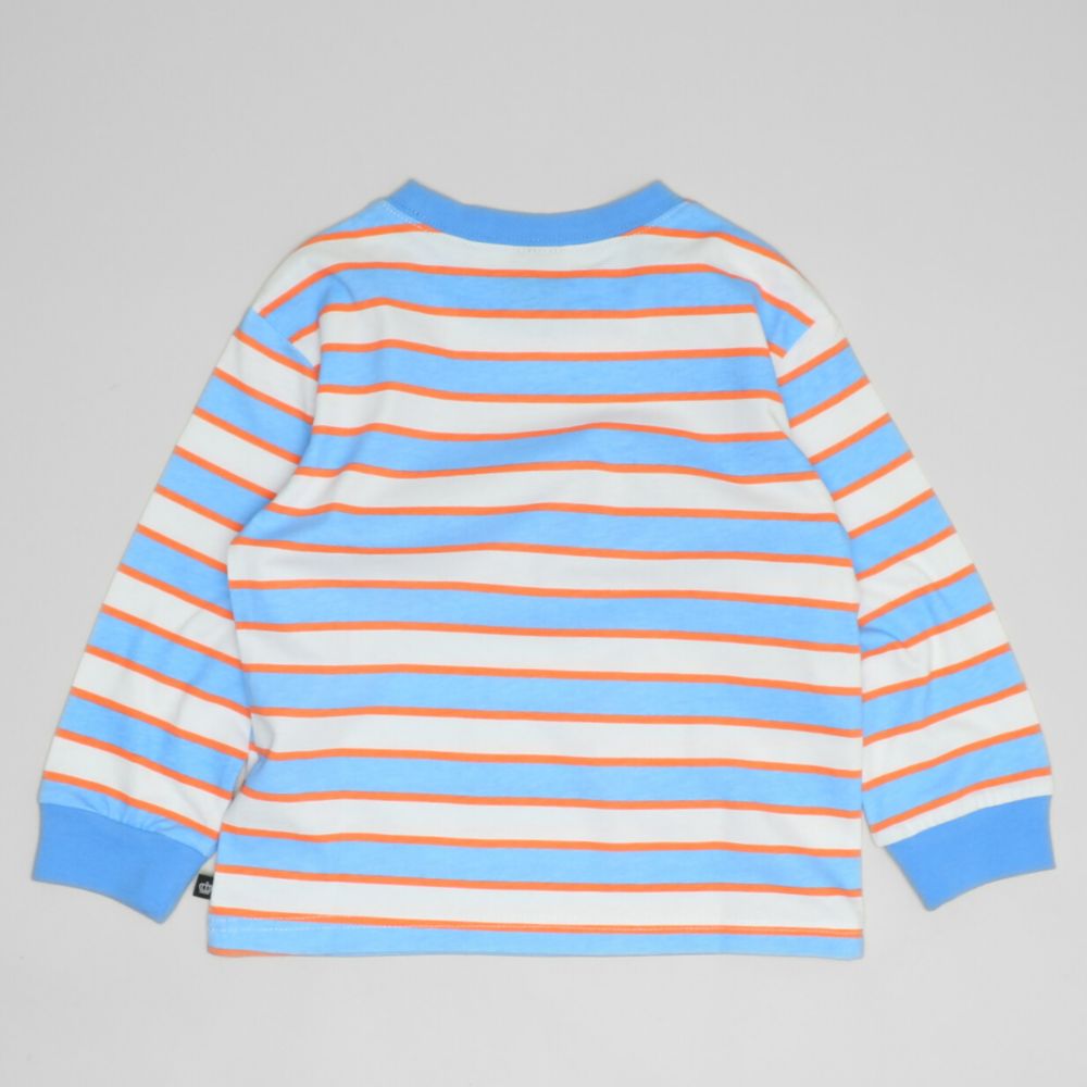 【ベビードール】ミッキー 親子お揃い ワッペン付ボーダー柄ロンT 1257K / ベビーサイズ キッズ トップス 長袖 Tシャツ クルーネック カットソー 天竺素材 リンクコーデ ペアルック 親子コーデ