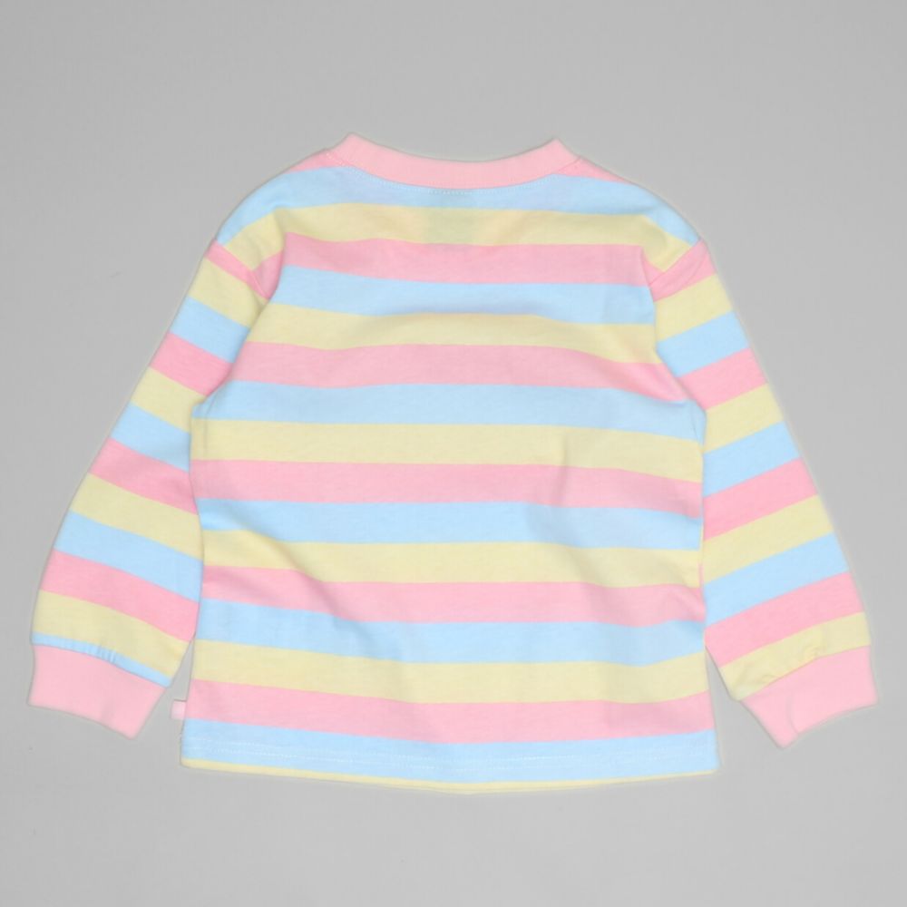 【ベビードール】ミニー 親子お揃い ワッペン付ボーダー柄ロンT 1257K / ベビーサイズ キッズ トップス 長袖 Tシャツ クルーネック カットソー 天竺素材 リンクコーデ ペアルック 親子コーデ