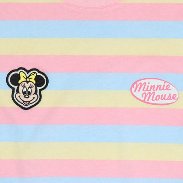 【ベビードール】ミニー 親子お揃い ワッペン付ボーダー柄ロンT 1257A / 大人 ユニセックス 男女兼用 リンクコーデ ペアルック 親子コーデ トップス 長袖 クルーネック カットソー 天竺素材