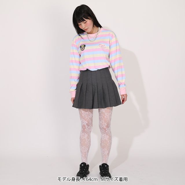 【ベビードール】ミニー 親子お揃い ワッペン付ボーダー柄ロンT 1257A / 大人 ユニセックス 男女兼用 リンクコーデ ペアルック 親子コーデ トップス 長袖 クルーネック カットソー 天竺素材