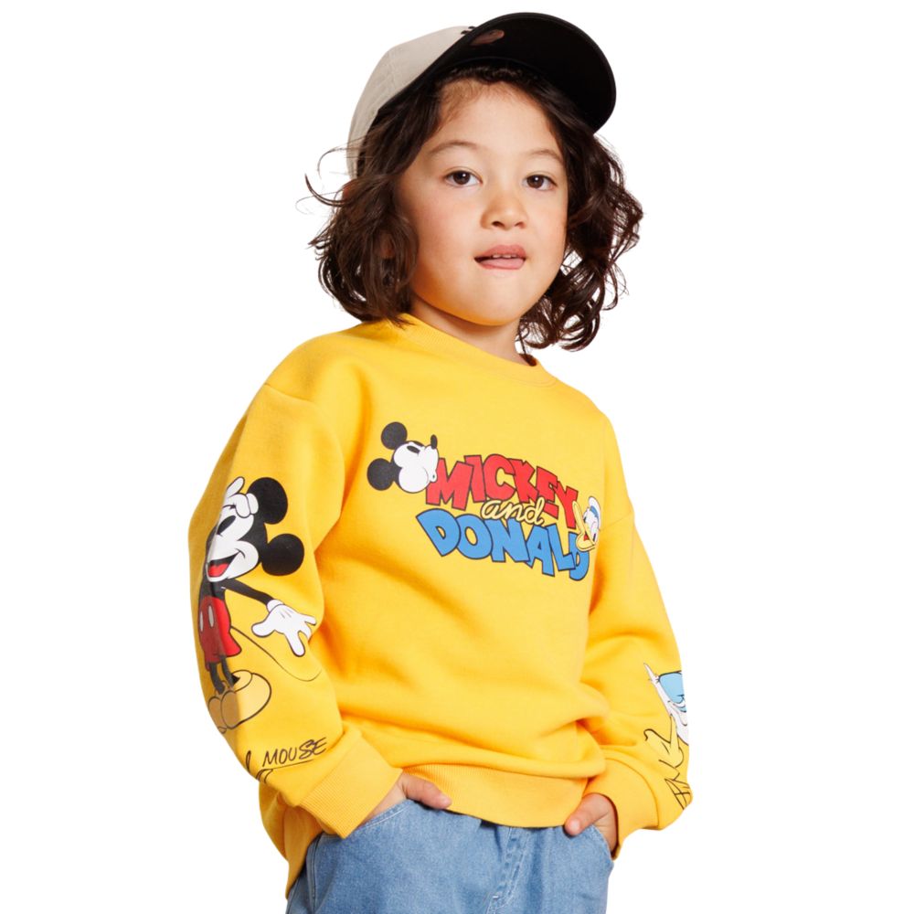 【ベビードール】ミッキー ドナルド 親子お揃い 袖キャラクタートレーナー 1258K / ベビーサイズ キッズ トップス 長袖 プルオーバー スウェット