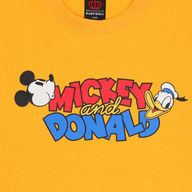 【ベビードール】ミッキー ドナルド 親子お揃い 袖キャラクタートレーナー 1258K / ベビーサイズ キッズ トップス 長袖 プルオーバー スウェット
