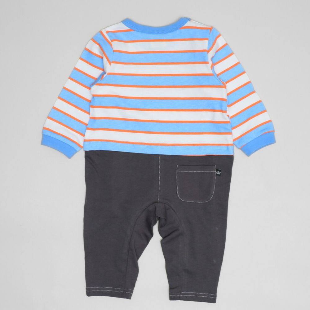 【ベビードール】ミッキー ワッペン付ボーダー柄ロンパース 1259B / ベビーサイズ 赤ちゃん 出産祝い 贈り物 プレゼント ベビー服 つなぎ ドッキングロンパース 楽ちん 天竺素材 リンクコーデ ペアルック 親子コーデ