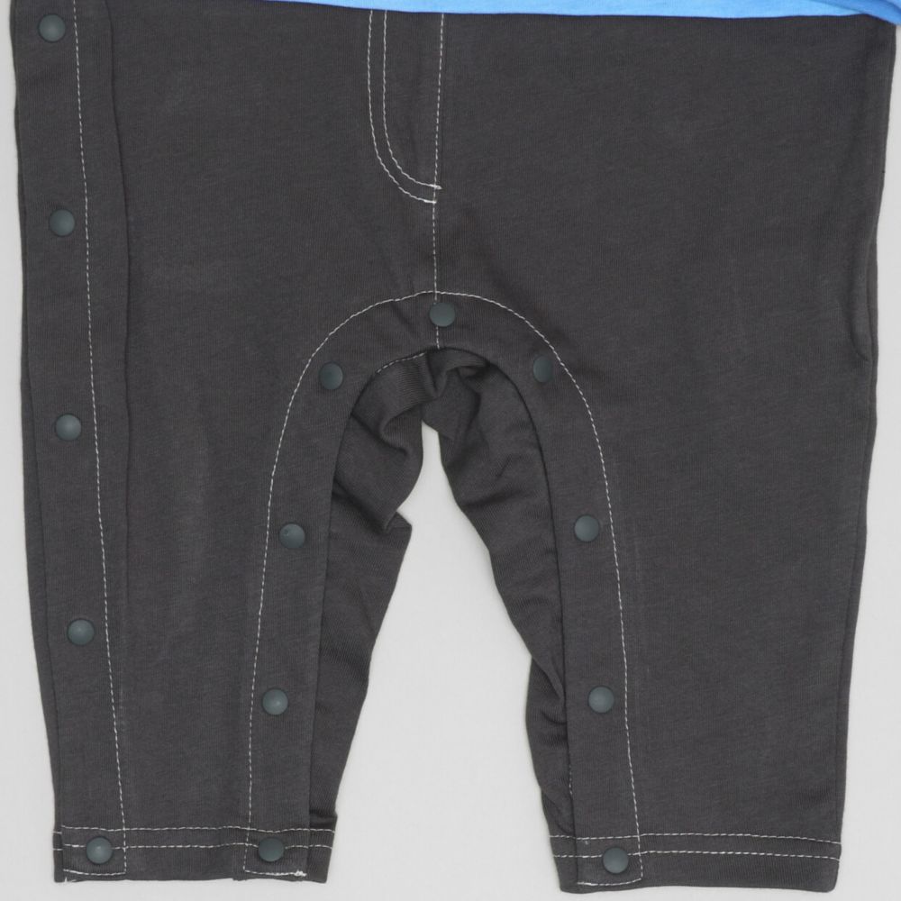 【ベビードール】ミッキー ワッペン付ボーダー柄ロンパース 1259B / ベビーサイズ 赤ちゃん 出産祝い 贈り物 プレゼント ベビー服 つなぎ ドッキングロンパース 楽ちん 天竺素材 リンクコーデ ペアルック 親子コーデ