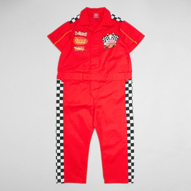 【ベビードール】カーズ つなぎ 1261K / ベビーサイズ キッズ トップス 半袖 つなぎ 作業着 オールインワン サーキット ピットクルー スナップボタン ベルトループ ウエスト半ゴム