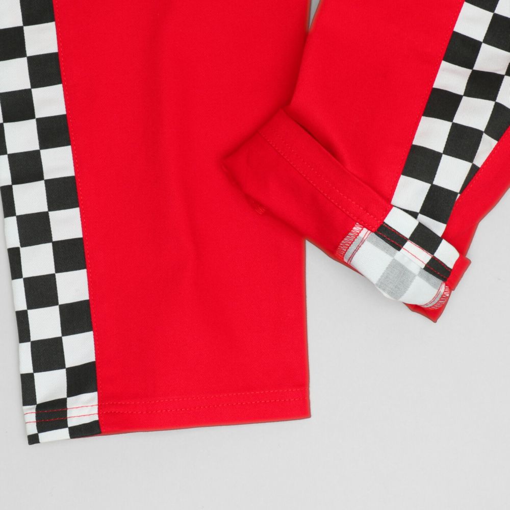 【ベビードール】カーズ つなぎ 1261K / ベビーサイズ キッズ トップス 半袖 つなぎ 作業着 オールインワン サーキット ピットクルー スナップボタン ベルトループ ウエスト半ゴム