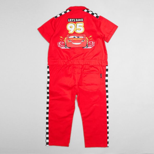 【ベビードール】カーズ つなぎ 1261K / ベビーサイズ キッズ トップス 半袖 つなぎ 作業着 オールインワン サーキット ピットクルー スナップボタン ベルトループ ウエスト半ゴム