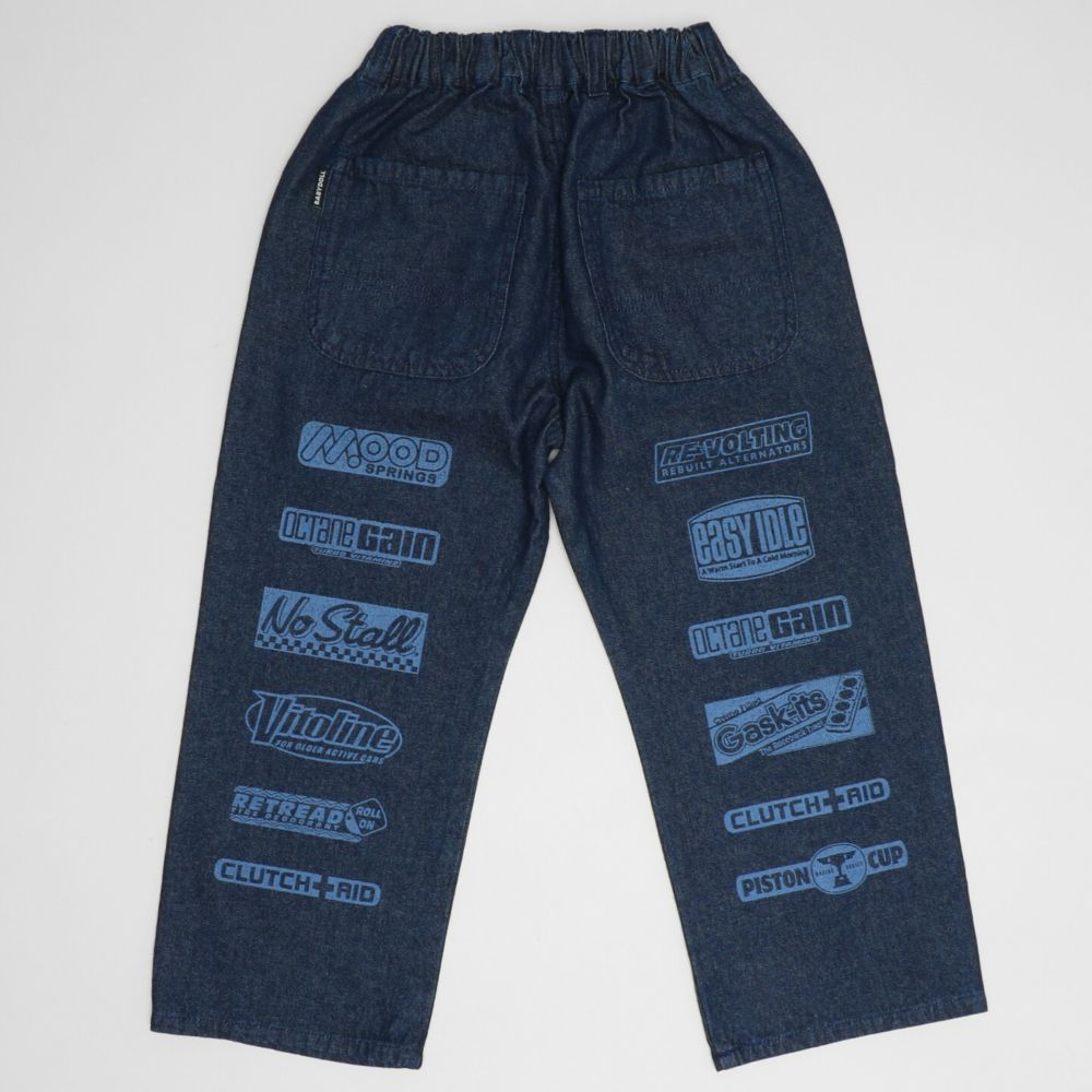 【ベビードール】カーズ デニムロングパンツ 1262K / ベビーサイズ キッズ ボトムス 長ズボン デニムパンツ ジーンズ ジーパン ストレート 楽ちん ウエスト総ゴム ゴム穴付 ベルトループ フェイクボタン スポンサーロゴ