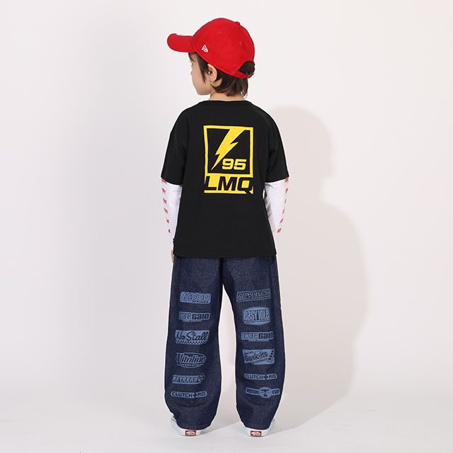 【ベビードール】カーズ デニムロングパンツ 1262K / ベビーサイズ キッズ ボトムス 長ズボン デニムパンツ ジーンズ ジーパン ストレート 楽ちん ウエスト総ゴム ゴム穴付 ベルトループ フェイクボタン スポンサーロゴ