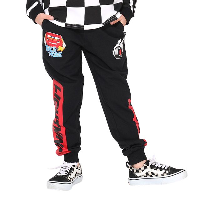 【ベビードール】カーズ キャラクターロゴロングパンツ 1264K / ベビーサイズ キッズ ボトムス 長ズボン ジョガーパンツ ジャージ スウェットパンツ ストレート ウエスト総ゴム ゴム穴付 スポーツMIX