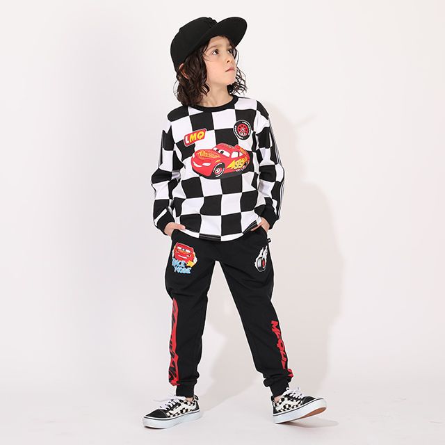 【ベビードール】カーズ キャラクターロゴロングパンツ 1264K / ベビーサイズ キッズ ボトムス 長ズボン ジョガーパンツ ジャージ スウェットパンツ ストレート ウエスト総ゴム ゴム穴付 スポーツMIX