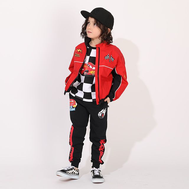 【ベビードール】カーズ キャラクターロゴロングパンツ 1264K / ベビーサイズ キッズ ボトムス 長ズボン ジョガーパンツ ジャージ スウェットパンツ ストレート ウエスト総ゴム ゴム穴付 スポーツMIX