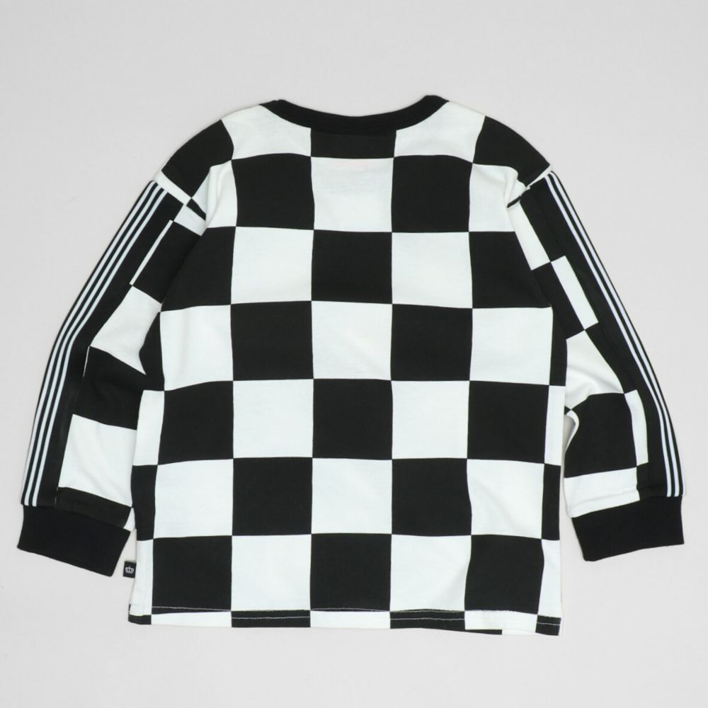 【ベビードール】カーズ ボックス柄ロンT 1265K / ベビーサイズ キッズ トップス 長袖 Tシャツ クルーネック カットソー 総柄 チェッカー柄 天竺素材 サーキット スポーティー