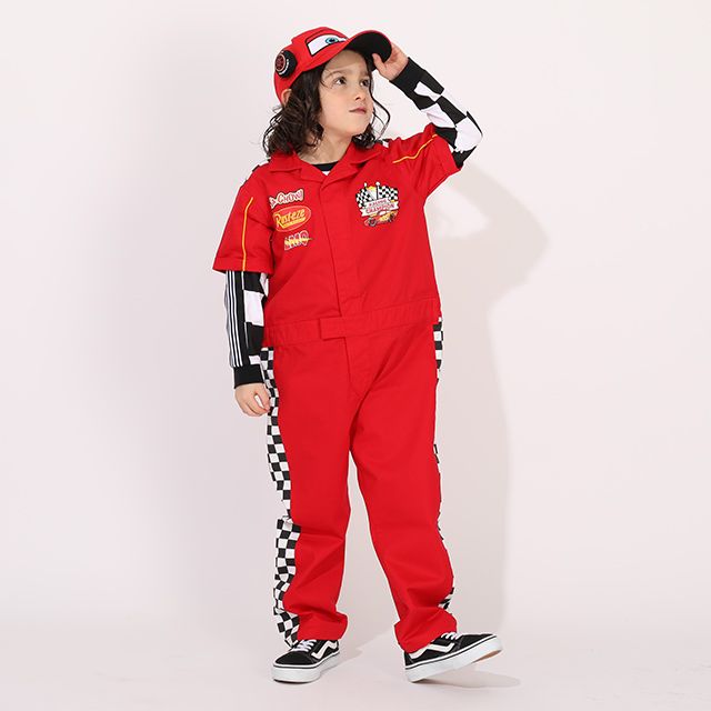 【ベビードール】カーズ ボックス柄ロンT 1265K / ベビーサイズ キッズ トップス 長袖 Tシャツ クルーネック カットソー 総柄 チェッカー柄 天竺素材 サーキット スポーティー