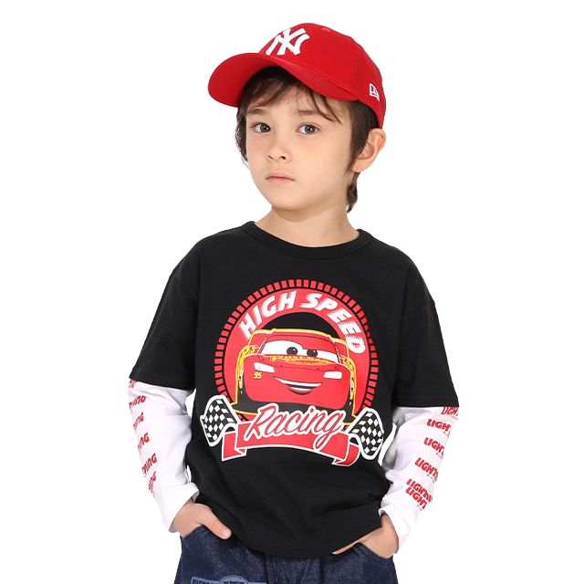 【ベビードール】カーズ 重ね着風ロンT 1268K / ベビーサイズ キッズ トップス 長袖 Tシャツ クルーネック カットソー 袖レイヤード風 天竺素材