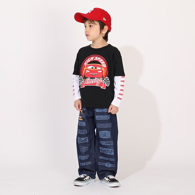 【ベビードール】カーズ 重ね着風ロンT 1268K / ベビーサイズ キッズ トップス 長袖 Tシャツ クルーネック カットソー 袖レイヤード風 天竺素材
