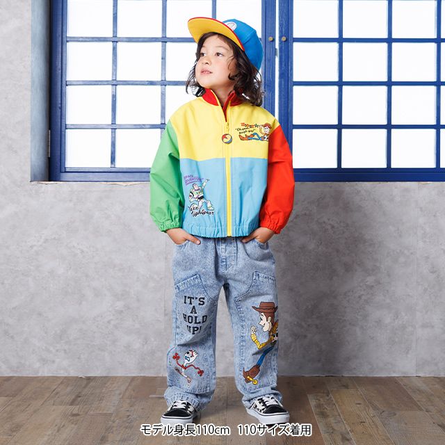 【ベビードール】トイストーリー 【防風・撥水】ウインドブレーカー 1269K / ベビーサイズ キッズサイズ トップス 長袖 羽織り 薄手 軽アウター ライトアウター ジャンパー ジャケット レジャー ファスナーガード付き カラフル 防風＆撥水加工