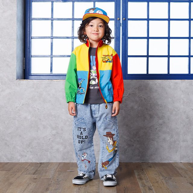 【ベビードール】トイストーリー 【防風・撥水】ウインドブレーカー 1269K / ベビーサイズ キッズサイズ トップス 長袖 羽織り 薄手 軽アウター ライトアウター ジャンパー ジャケット レジャー ファスナーガード付き カラフル 防風＆撥水加工