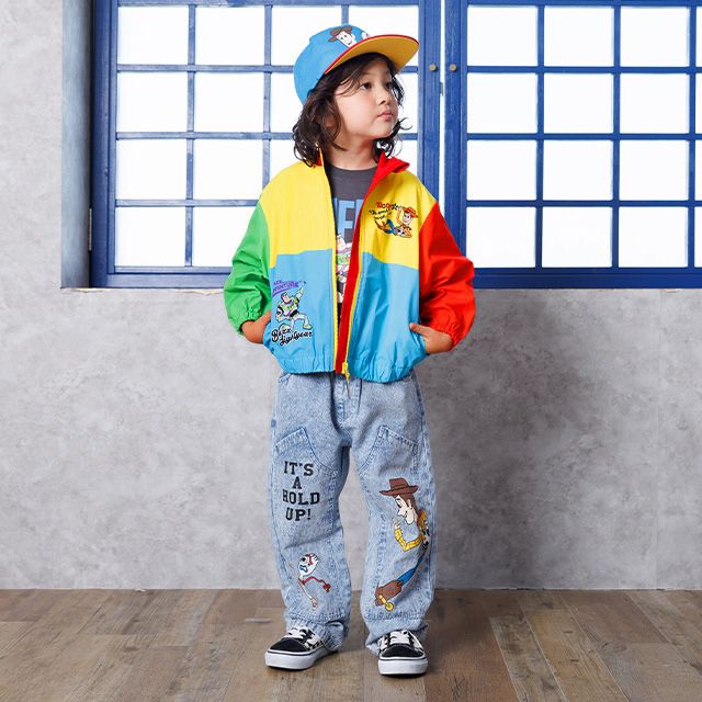 【ベビードール】トイストーリー 【防風・撥水】ウインドブレーカー 1269K / ベビーサイズ キッズサイズ トップス 長袖 羽織り 薄手 軽アウター ライトアウター ジャンパー ジャケット レジャー ファスナーガード付き カラフル 防風＆撥水加工