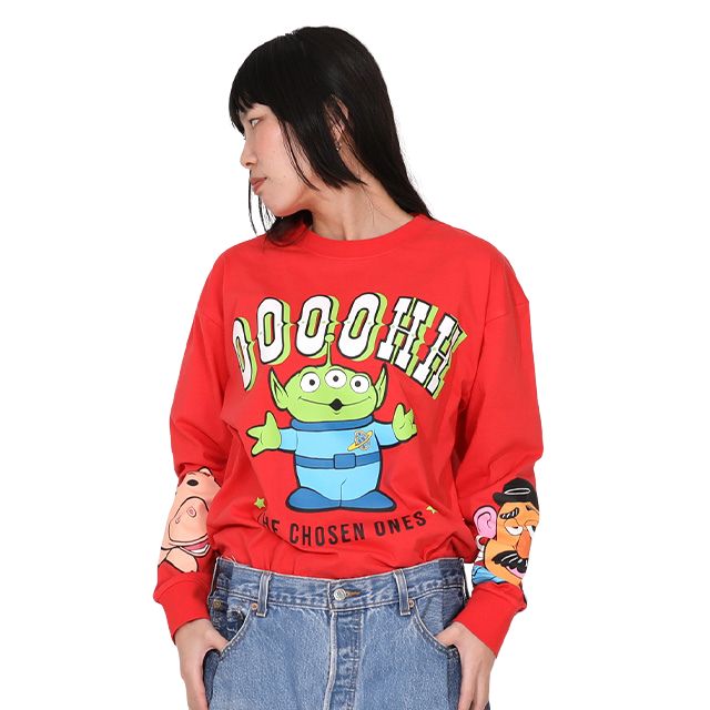 【ベビードール】リトルグリーンメン 親子お揃い キャラクターロンT 1271A / 大人 ユニセックス 男女兼用 リンクコーデ ペアルック 親子コーデ トップス 長袖 Tシャツ クルーネック スウェット 天竺素材 ハム ポテトヘッド