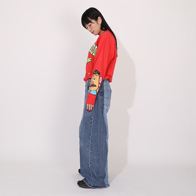 【ベビードール】リトルグリーンメン 親子お揃い キャラクターロンT 1271A / 大人 ユニセックス 男女兼用 リンクコーデ ペアルック 親子コーデ トップス 長袖 Tシャツ クルーネック スウェット 天竺素材 ハム ポテトヘッド