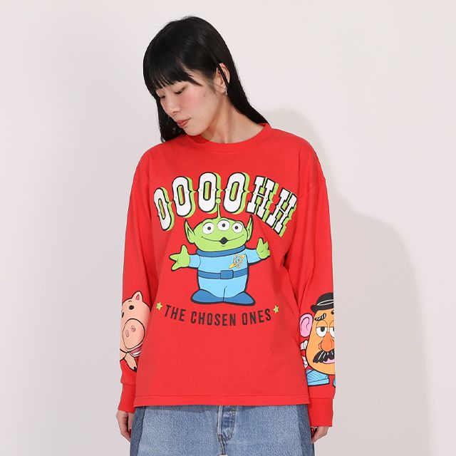 【ベビードール】リトルグリーンメン 親子お揃い キャラクターロンT 1271A / 大人 ユニセックス 男女兼用 リンクコーデ ペアルック 親子コーデ トップス 長袖 Tシャツ クルーネック スウェット 天竺素材 ハム ポテトヘッド