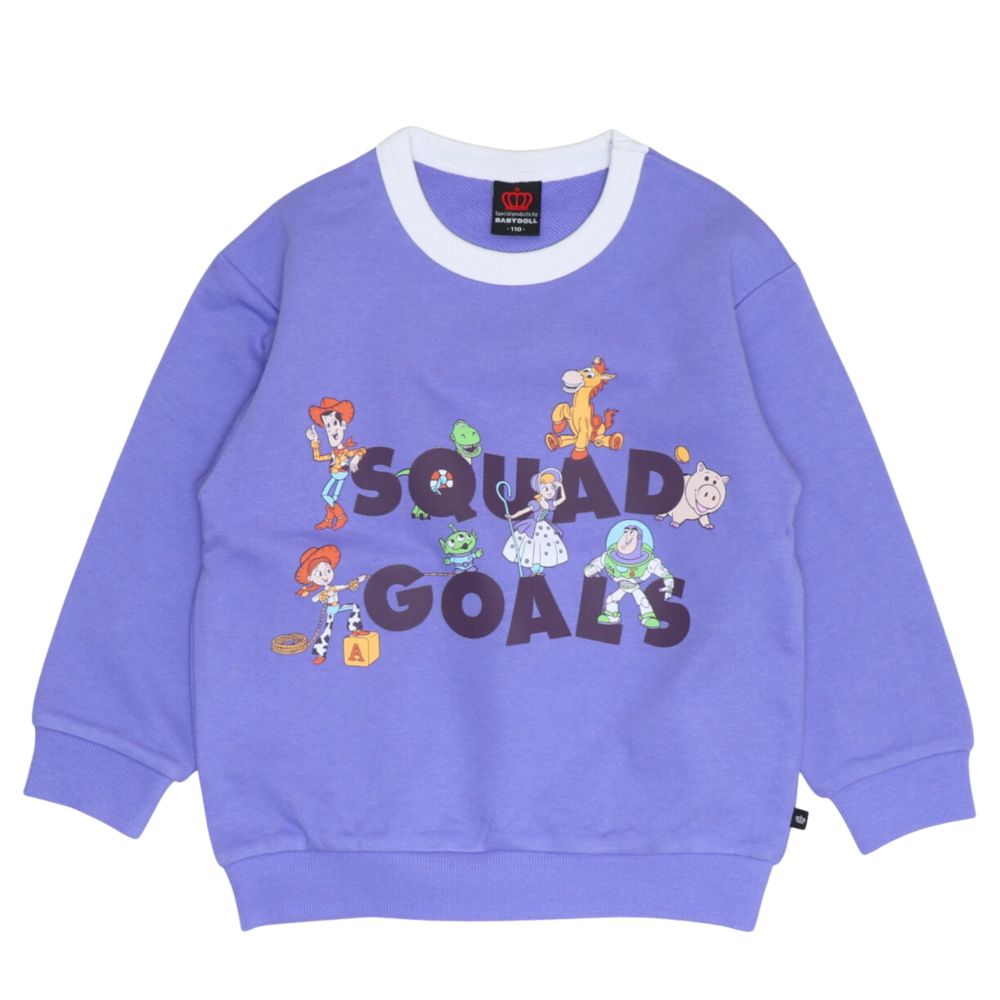 【ベビードール】トイストーリー キャラクター集合トレーナー 1273K / ベビーサイズ キッズ トップス 長袖 トレーナー スウェット バイカラー プルオーバー カラフル