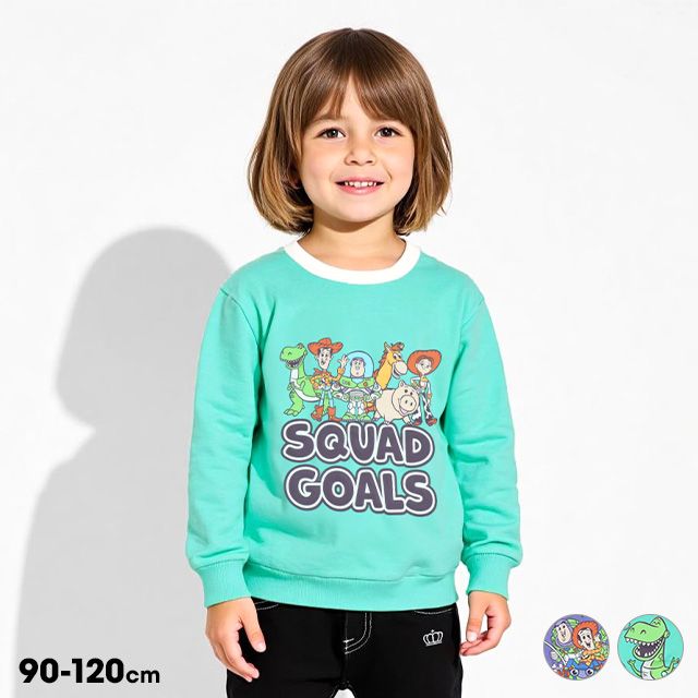 【ベビードール】トイストーリー キャラクター集合トレーナー 1273K / ベビーサイズ キッズ トップス 長袖 トレーナー スウェット バイカラー プルオーバー カラフル