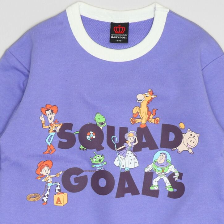 【ベビードール】トイストーリー キャラクター集合トレーナー 1273K / ベビーサイズ キッズ トップス 長袖 トレーナー スウェット バイカラー プルオーバー カラフル