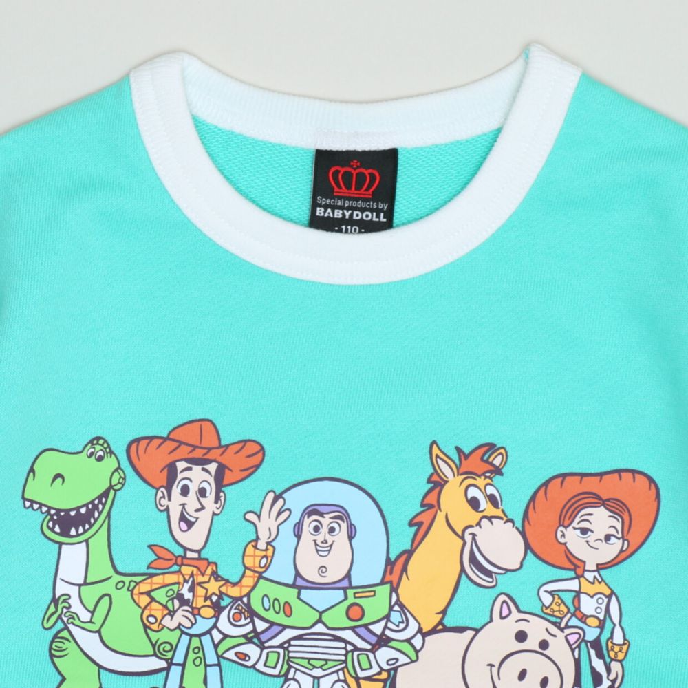 【ベビードール】トイストーリー キャラクター集合トレーナー 1273K / ベビーサイズ キッズ トップス 長袖 トレーナー スウェット バイカラー プルオーバー カラフル