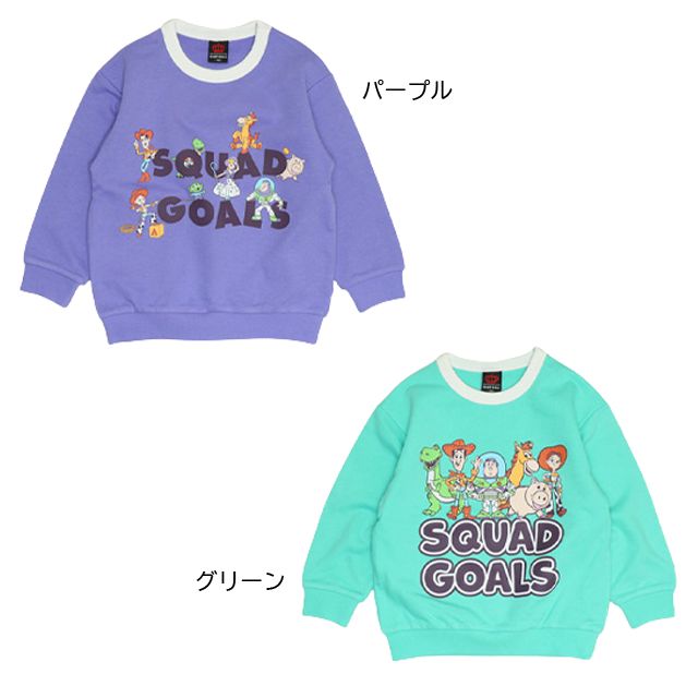 【ベビードール】トイストーリー キャラクター集合トレーナー 1273K / ベビーサイズ キッズ トップス 長袖 トレーナー スウェット バイカラー プルオーバー カラフル