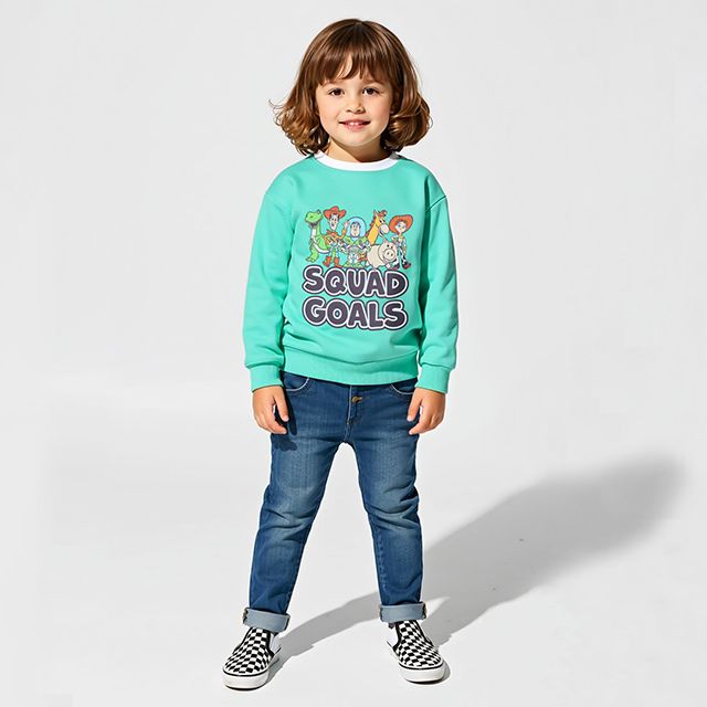 【ベビードール】トイストーリー キャラクター集合トレーナー 1273K / ベビーサイズ キッズ トップス 長袖 トレーナー スウェット バイカラー プルオーバー カラフル