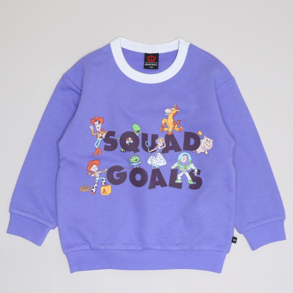 【ベビードール】トイストーリー キャラクター集合トレーナー 1273K / ベビーサイズ キッズ トップス 長袖 トレーナー スウェット バイカラー プルオーバー カラフル