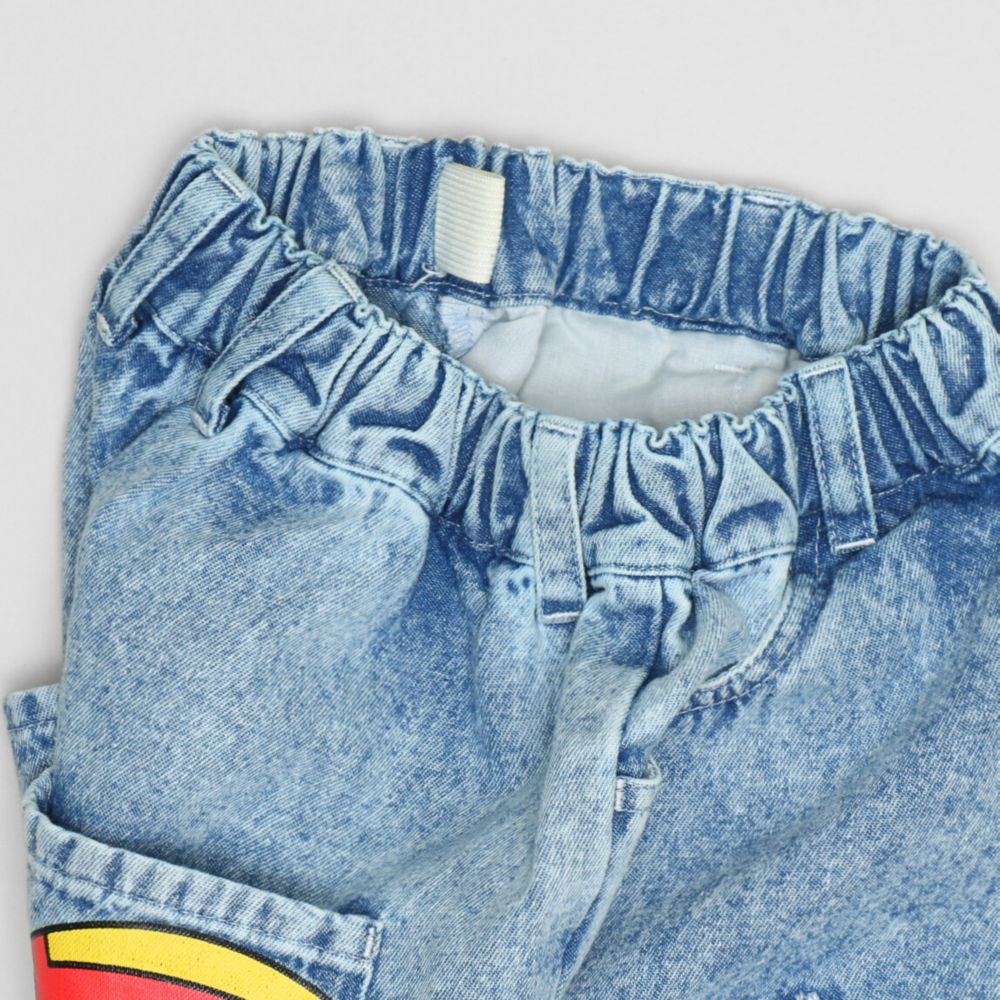 【ベビードール】トイストーリー デニムロングパンツ 1276K / ベビーサイズ キッズ ボトムス 長ズボン デニム 楽ちん ウエスト総ゴム ゴム穴付 ベルトループ フェイクボタン ウッディ フォーキー レックス ピクサーボール