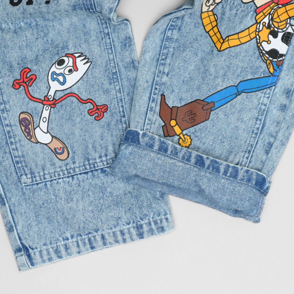 【ベビードール】トイストーリー デニムロングパンツ 1276K / ベビーサイズ キッズ ボトムス 長ズボン デニム 楽ちん ウエスト総ゴム ゴム穴付 ベルトループ フェイクボタン ウッディ フォーキー レックス ピクサーボール