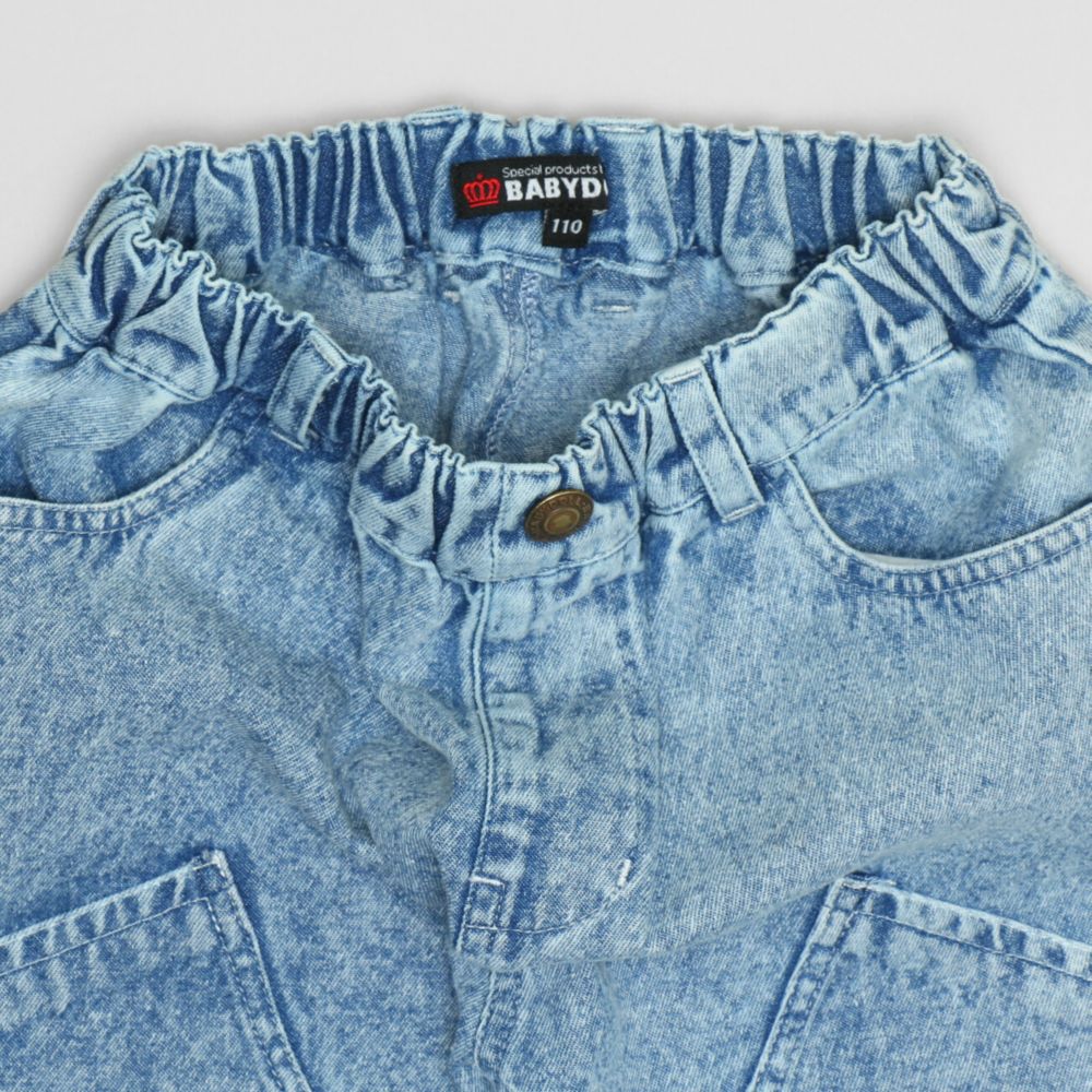 【ベビードール】トイストーリー デニムロングパンツ 1276K / ベビーサイズ キッズ ボトムス 長ズボン デニム 楽ちん ウエスト総ゴム ゴム穴付 ベルトループ フェイクボタン ウッディ フォーキー レックス ピクサーボール