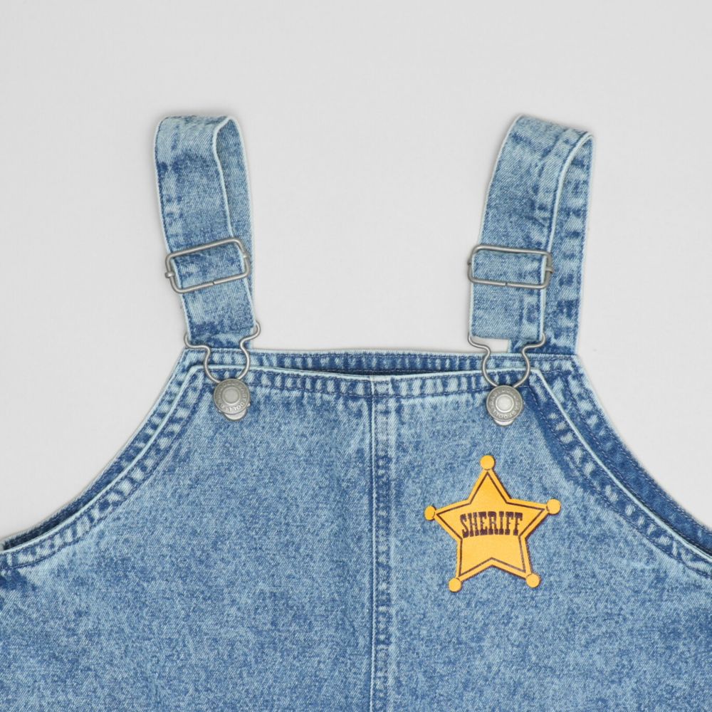 【ベビードール】トイストーリー デニムサロペット 1277K / ベビーサイズ キッズ ボトムス 長ズボン オーバーオール 楽ちん デニム ジーンズ ジーパン パークコーデ  肩紐（長さ調整可） ウエスタン 牛柄 ウッディ ジェシー ブルズアイ