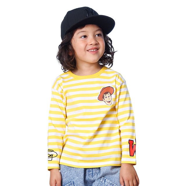 【ベビードール】ウッディ ボーダーロンT 1278K / ベビーサイズ キッズ トップス 長袖  Tシャツ クルーネック カットソー 天竺素材 ボーダー柄