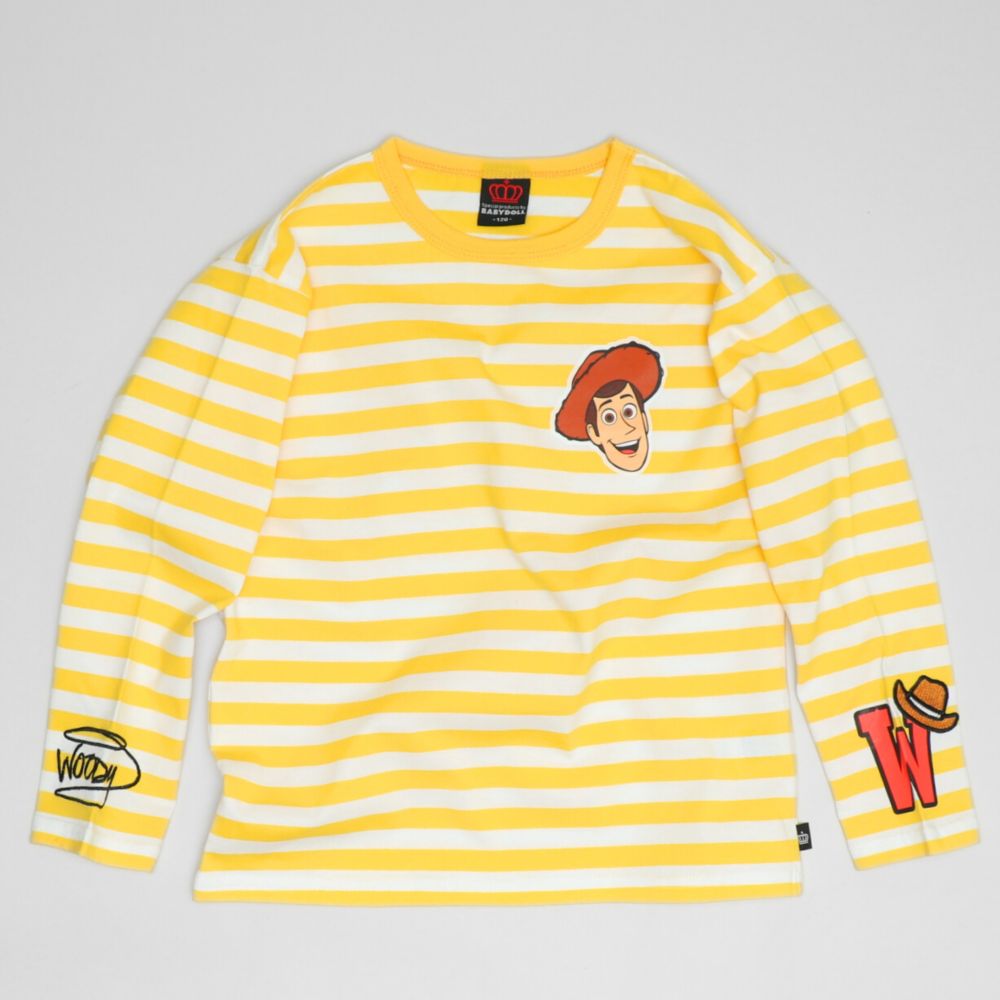 【ベビードール】ウッディ ボーダーロンT 1278K / ベビーサイズ キッズ トップス 長袖  Tシャツ クルーネック カットソー 天竺素材 ボーダー柄