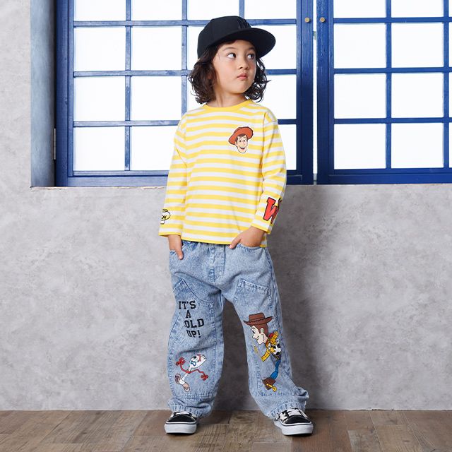 【ベビードール】ウッディ ボーダーロンT 1278K / ベビーサイズ キッズ トップス 長袖  Tシャツ クルーネック カットソー 天竺素材 ボーダー柄